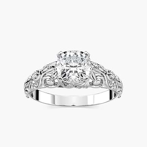 Tory Cushion Lab Grown Diamond Filigree Solitaire Engagement Ring
