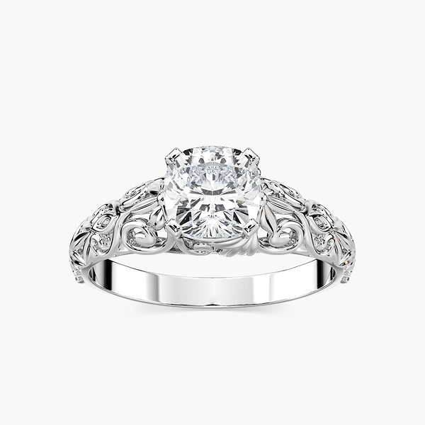 Tory Cushion Lab Grown Diamond Filigree Solitaire Engagement Ring