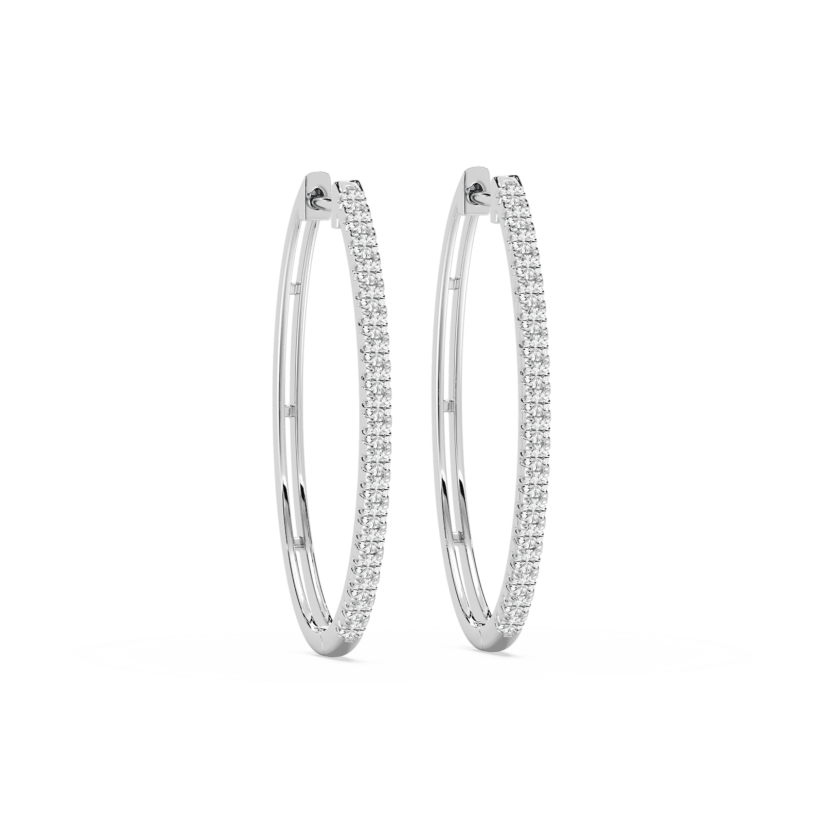 Round Lab Grown Diamond Traditional Oval-Shaped Hoop Earrings