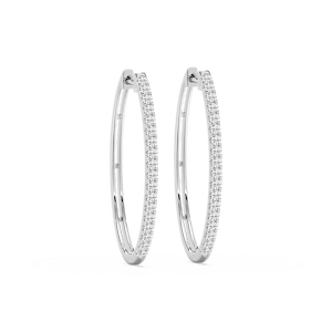 Round Lab Grown Diamond Traditional Oval-Shaped Hoop Earrings