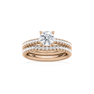 Tressa 1 ⅝ ctw Round Lab Grown Diamond French Pave Wedding Set