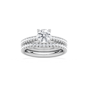 Tressa 1 ⅝ ctw Round Lab Grown Diamond French Pave Wedding Set