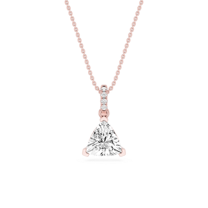 Trillion Lab Grown Diamond Hidden Halo Pendant - 16 to 18 Inches