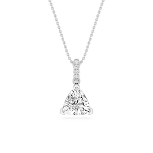 Trillion Lab Grown Diamond Hidden Halo Pendant - 16 to 18 Inches