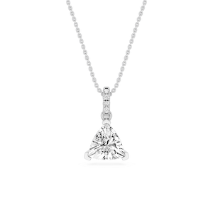 Trillion Lab Grown Diamond Hidden Halo Pendant - 16 to 18 Inches