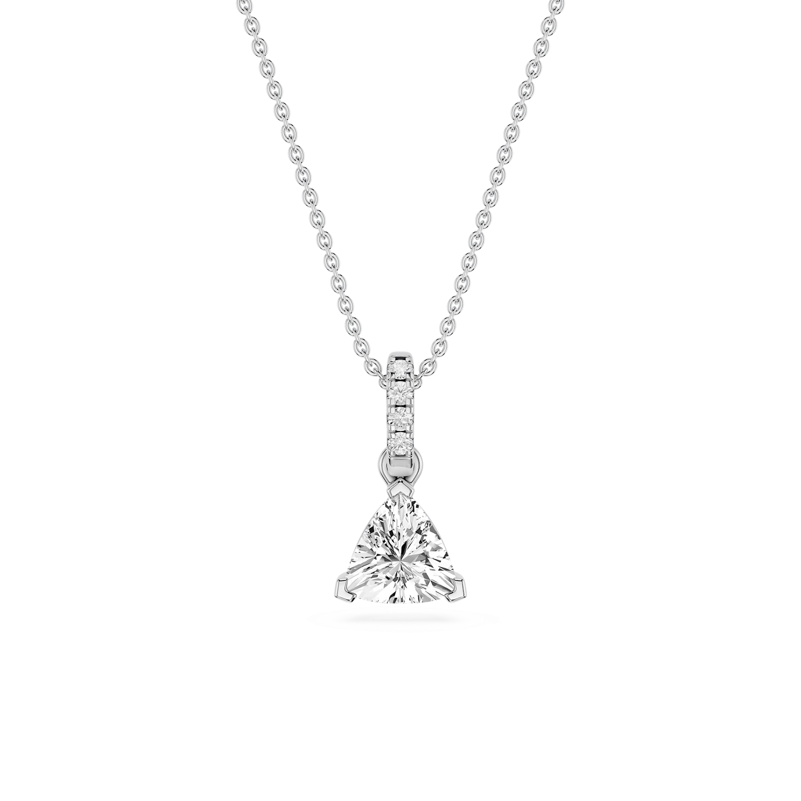 Trillion Lab Grown Diamond Hidden Halo Pendant - 16 to 18 Inches