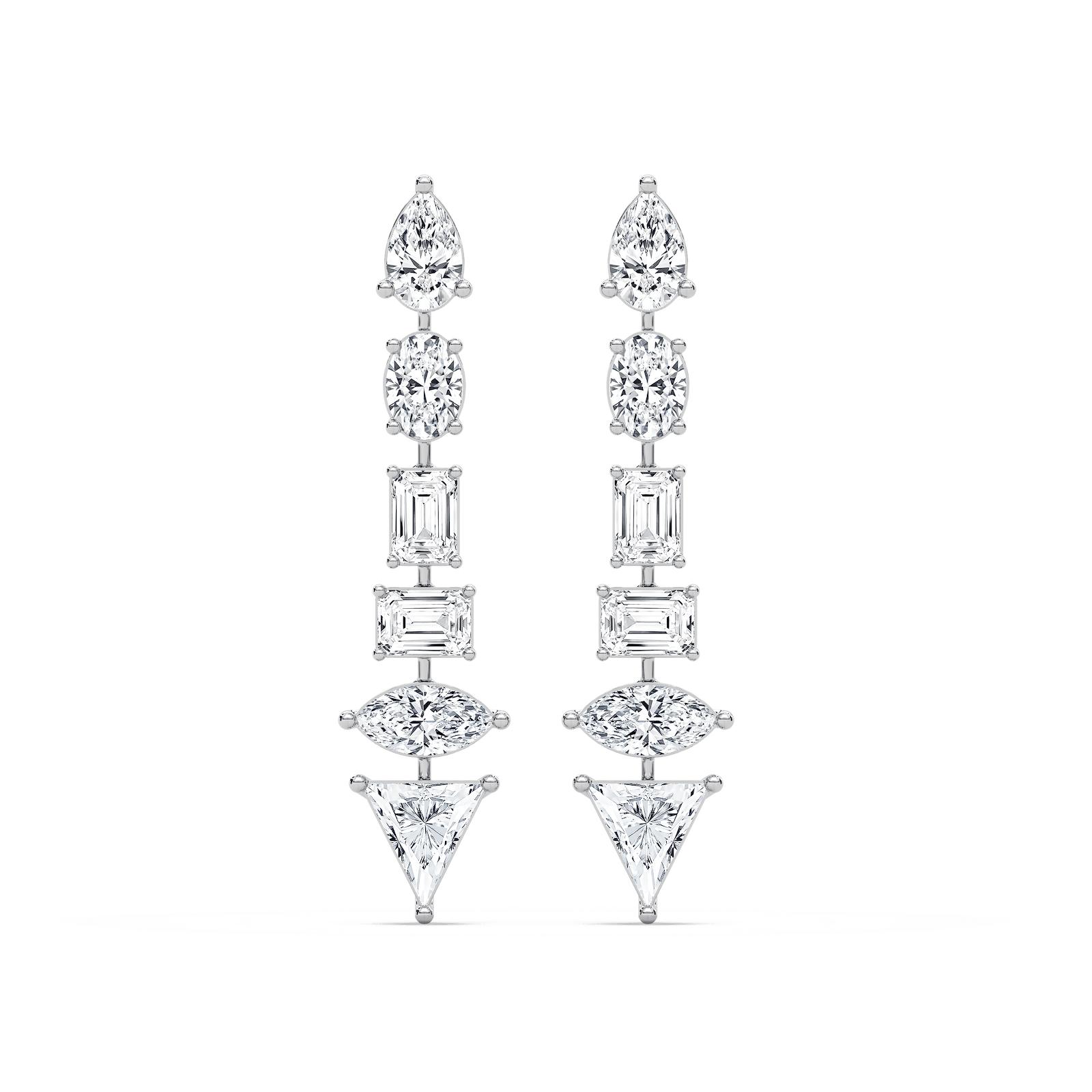 Trillion Point Dangle Earrings in 14K Rose Gold