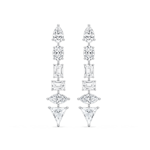 7 ctw Multi Shape Lab Grown Diamond Trillion Point Dangle Earrings