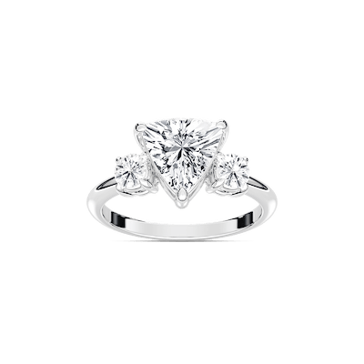 Prisha Trillion Lab Grown Diamond with Round Sides Three Stone Engagement Ring
