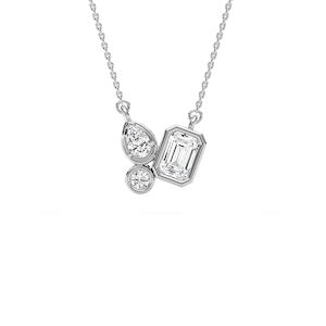 1 ctw Emerald, Pear and Round Lab Grown Diamond Trio Pendant - 18 Inches