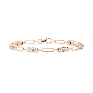 1 ¹⁄₄ ctw Round Lab Grown Diamond Trio Paper Clip Bracelet  - 7 Inches