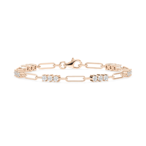 1 ¹⁄₄ ctw Round Lab Grown Diamond Trio Paper Clip Bracelet  - 7 Inches