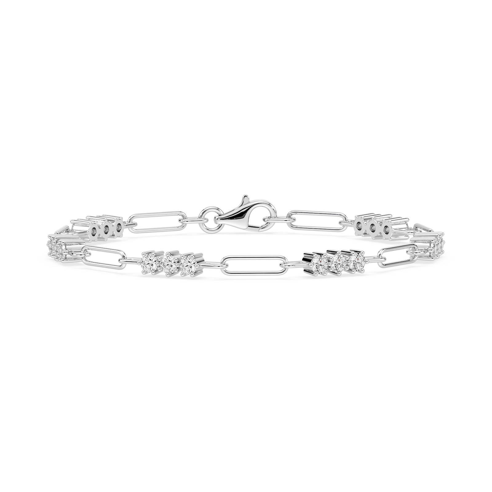 1 ¹⁄₄ ctw Round Lab Grown Diamond Trio Paper Clip Bracelet  - 7 Inches