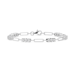 1 ¹⁄₄ ctw Round Lab Grown Diamond Trio Paper Clip Bracelet  - 7 Inches