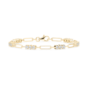 1 ¹⁄₄ ctw Round Lab Grown Diamond Trio Paper Clip Bracelet  - 7 Inches