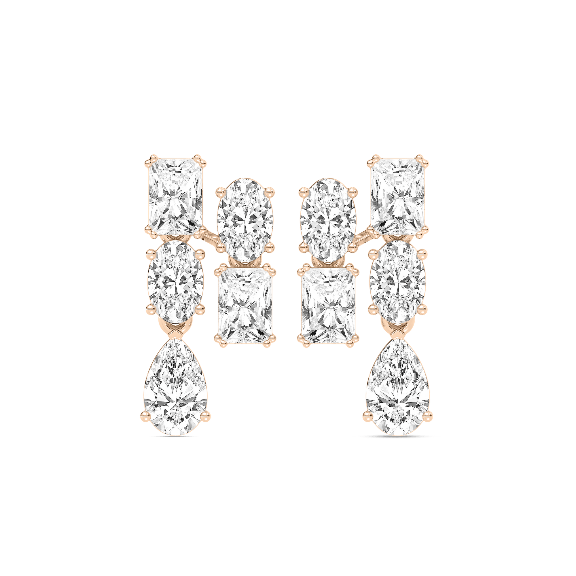 5 ctw Radiant, Oval, and Pear Lab Grown Diamond Double Drop Earrings