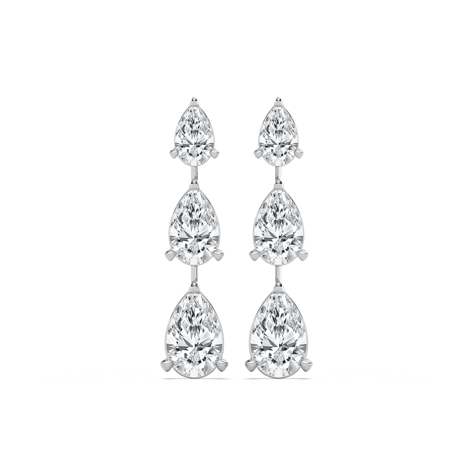 Triple Pear Drop Earrings in 14K Rose Gold
