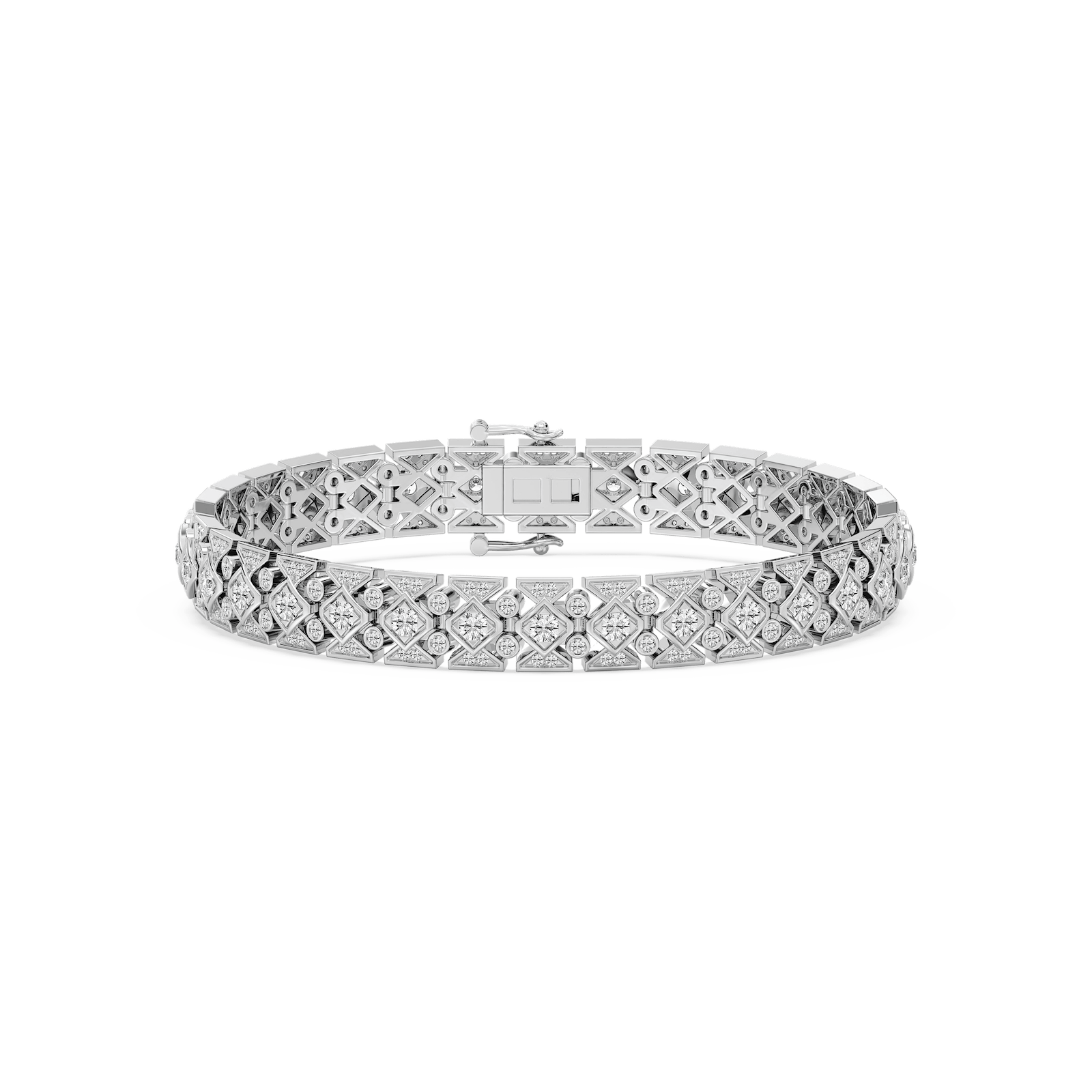 Triple Row Pavé Diamond Bracelet in Rose Gold