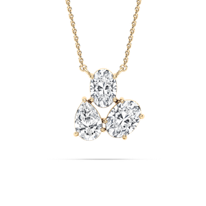 3 ½ ctw Oval and Pear  Lab Grown Diamond Triumphant Three Stone Pendant  - 18 Inches