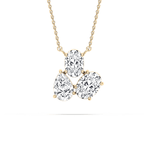 3 ½ ctw Oval and Pear  Lab Grown Diamond Triumphant Three Stone Pendant  - 18 Inches