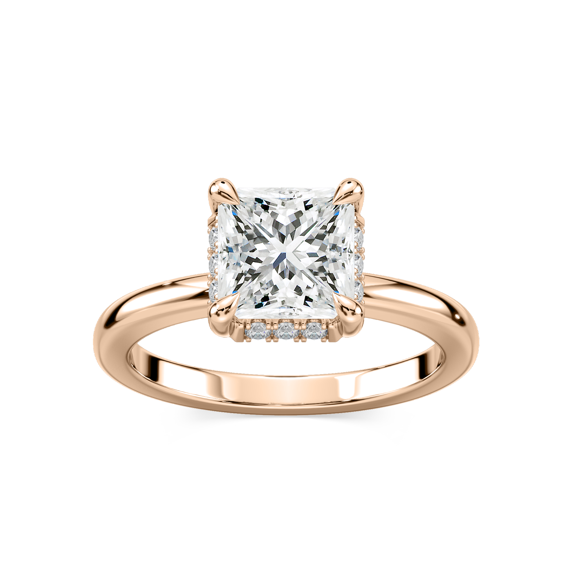 Tula Asscher Lab Grown Diamond Semi Hidden Halo Engagement Ring