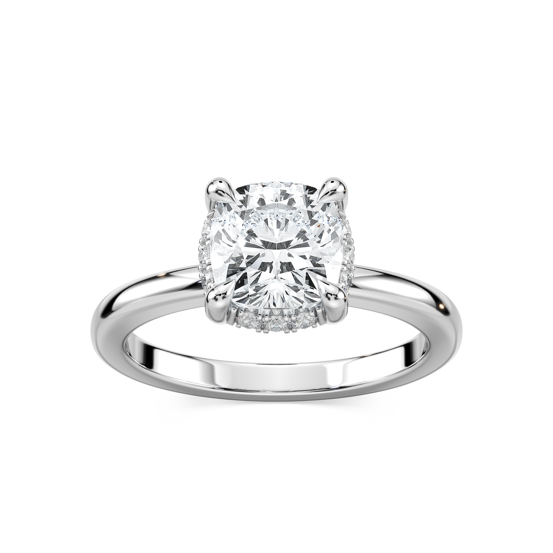 Tula Cushion Lab Grown Diamond Semi Hidden Halo Engagement Ring