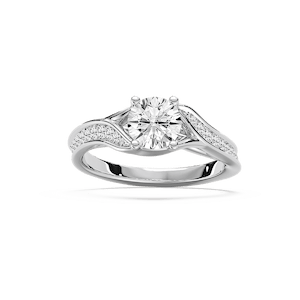 Nala 1 ¹⁄₆ ctw Round Lab Grown Diamond Channel Set Twist Side Stone Engagement Ring
