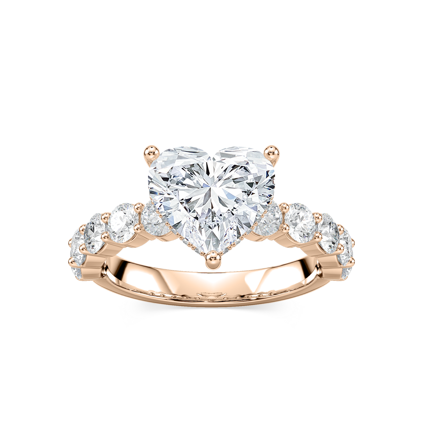 Uma Heart Lab Grown Diamond Shared Prong Hidden Halo Engagement Ring