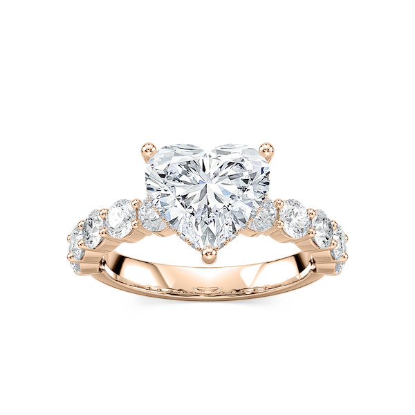 Uma Heart Lab Grown Diamond Shared Prong Hidden Halo Engagement Ring