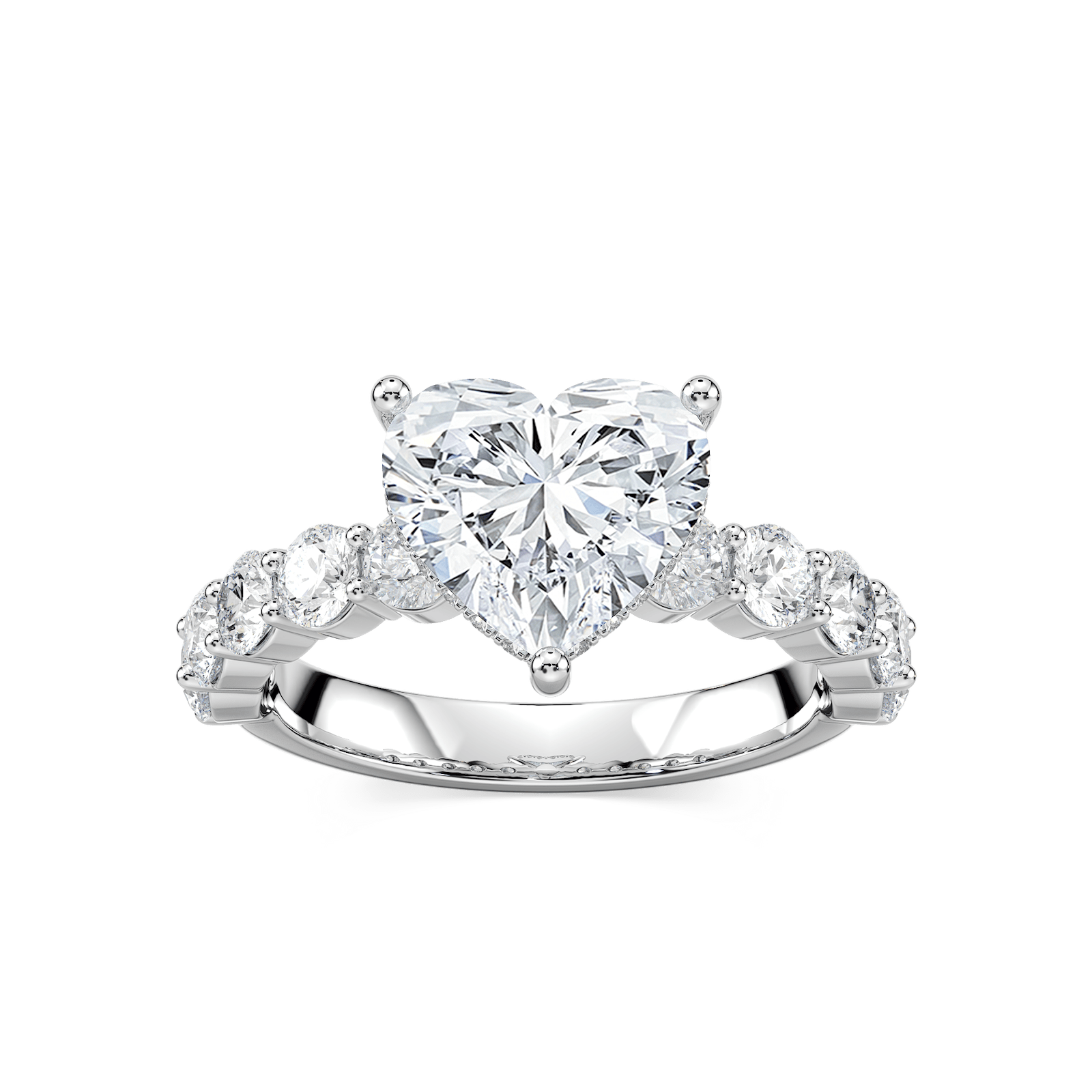 Uma Heart Cut Engagement Ring with 1.26ctw Heart Cut Lab-Grown Diamonds in 14K White Gold