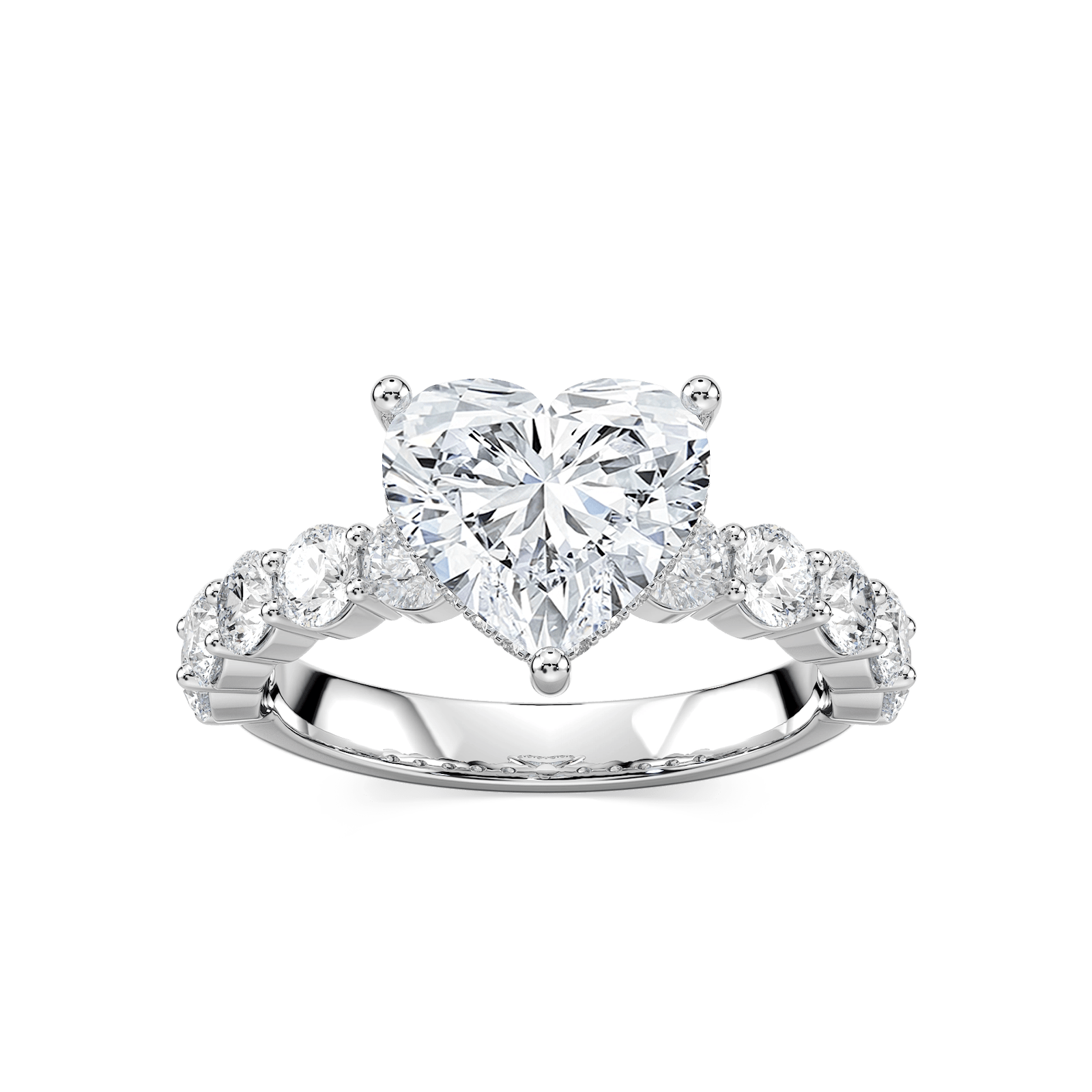 Uma Heart Lab Grown Diamond Shared Prong Hidden Halo Engagement Ring