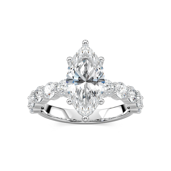 Uma Marquise Lab Grown Diamond Shared Prong Hidden Halo Engagement Ring