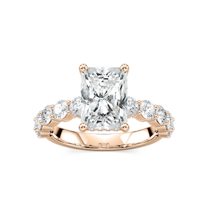 Uma Radiant Lab Grown Diamond Shared Prong Hidden Halo Engagement Ring