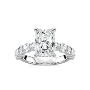 Uma Radiant Lab Grown Diamond Shared Prong Hidden Halo Engagement Ring