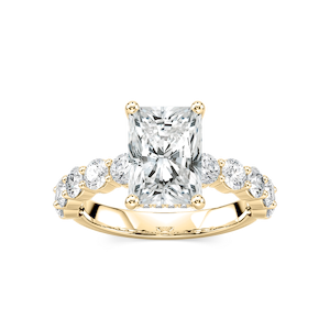 Uma Radiant Lab Grown Diamond Shared Prong Hidden Halo Engagement Ring