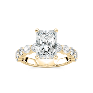 Uma Radiant Lab Grown Diamond Shared Prong Hidden Halo Engagement Ring