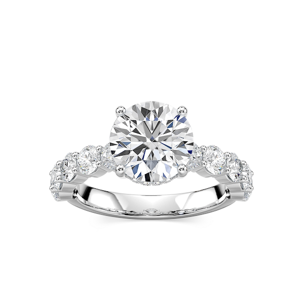 Uma Round Lab Grown Diamond Shared Prong Hidden Halo Engagement Ring