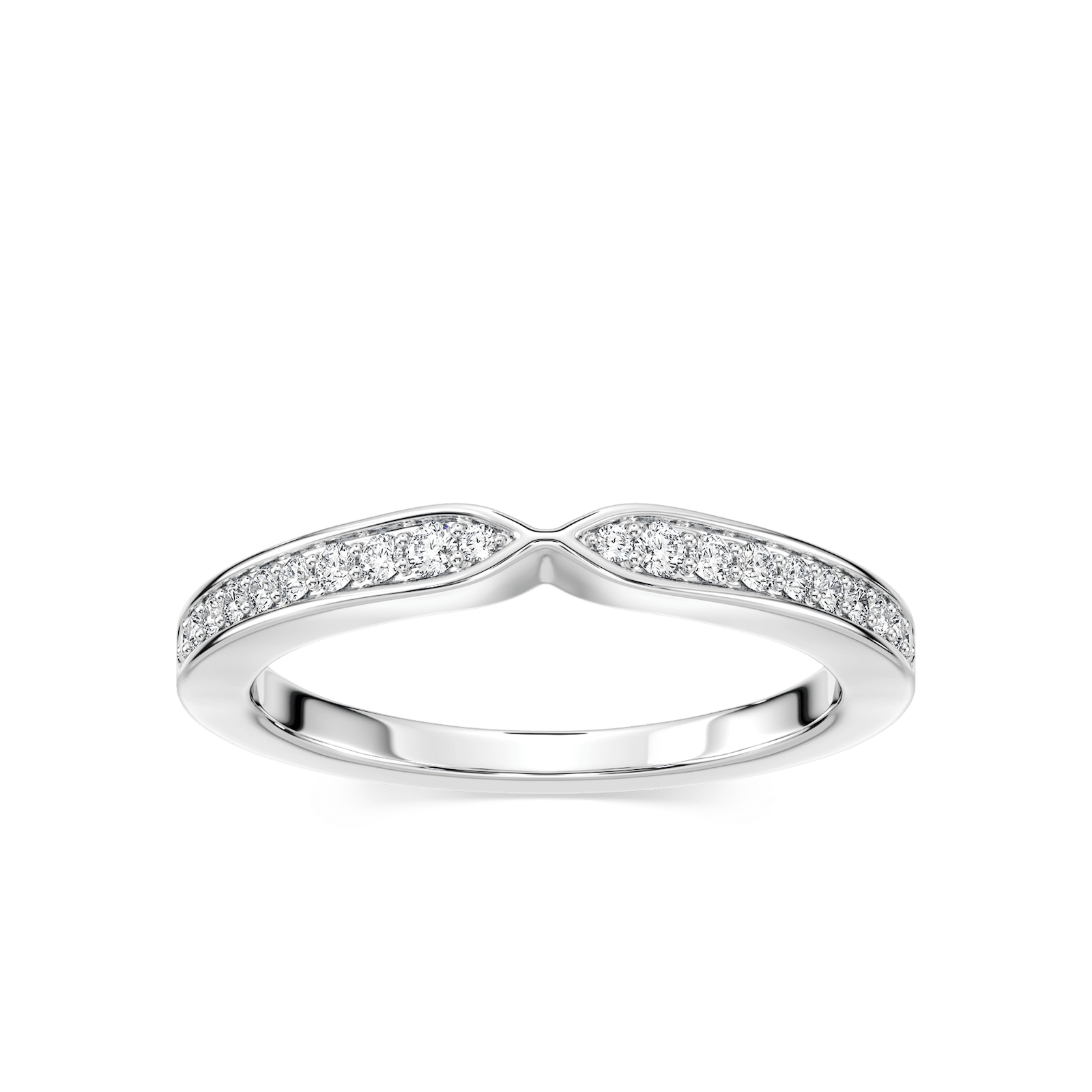 Unity diamond accented wedding band in recycled 14K white gold made to fit the Unity Engagement Ring | Unity diamond accented wedding band recycled 14K white gold Unity Engagement Ring