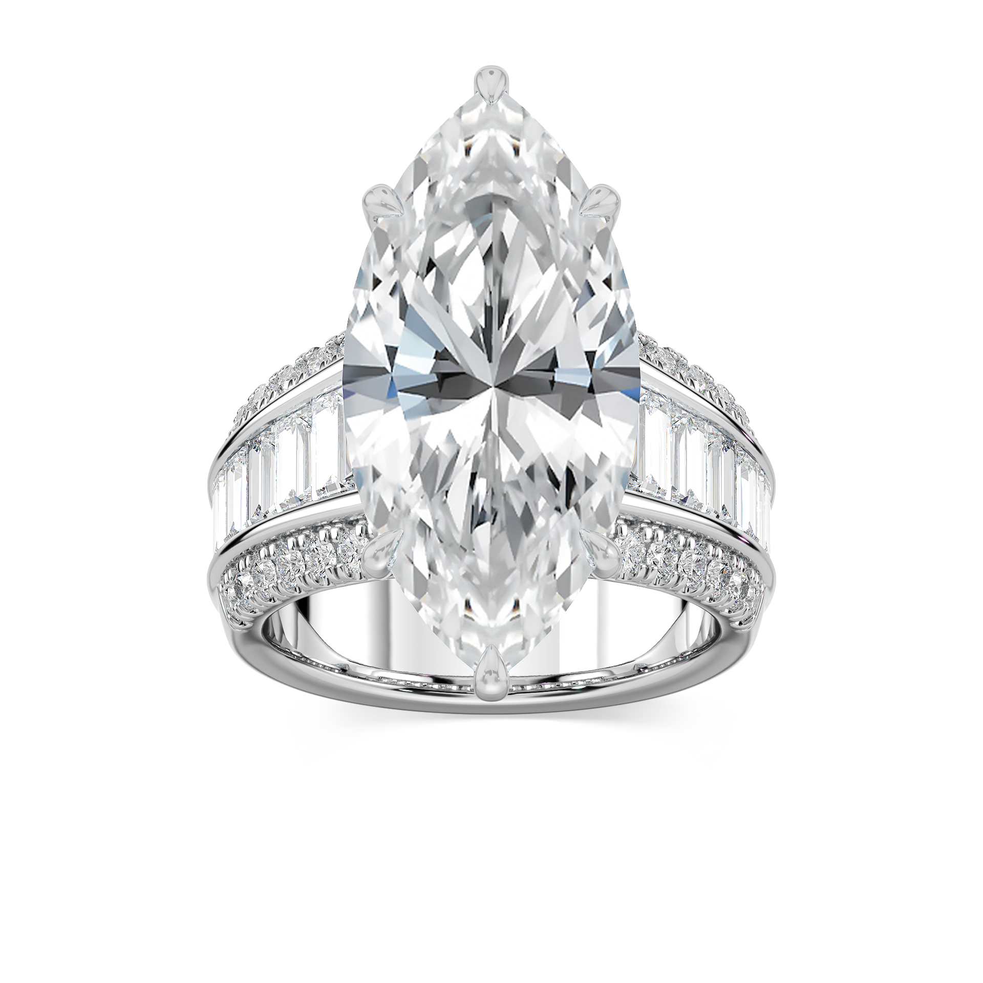 Veda 12 ¹⁄₃ ctw Marquise Lab Grown Diamond Triple Row Hidden Halo Engagement Ring - Signature Collection