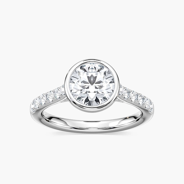 Sofia Round Lab Grown Diamond BezelSide Stone Engagement Ring