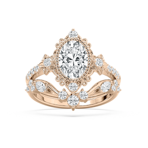 Analeah 2 ctw Oval Lab Grown Diamond Vintage Filagree Wedding Set
