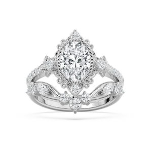 Analeah 2 ctw Oval Lab Grown Diamond Vintage Filagree Wedding Set