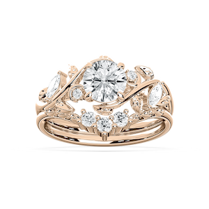 Seraphina 1 ⅓ ctw Round Lab Grown Diamond Vintage Floral Wedding Set