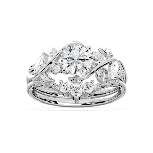 Seraphina 1 ⅓ ctw Round Lab Grown Diamond Vintage Floral Wedding Set