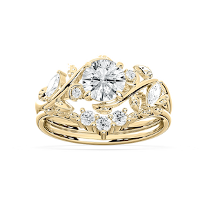 Seraphina 1 ⅓ ctw Round Lab Grown Diamond Vintage Floral Wedding Set