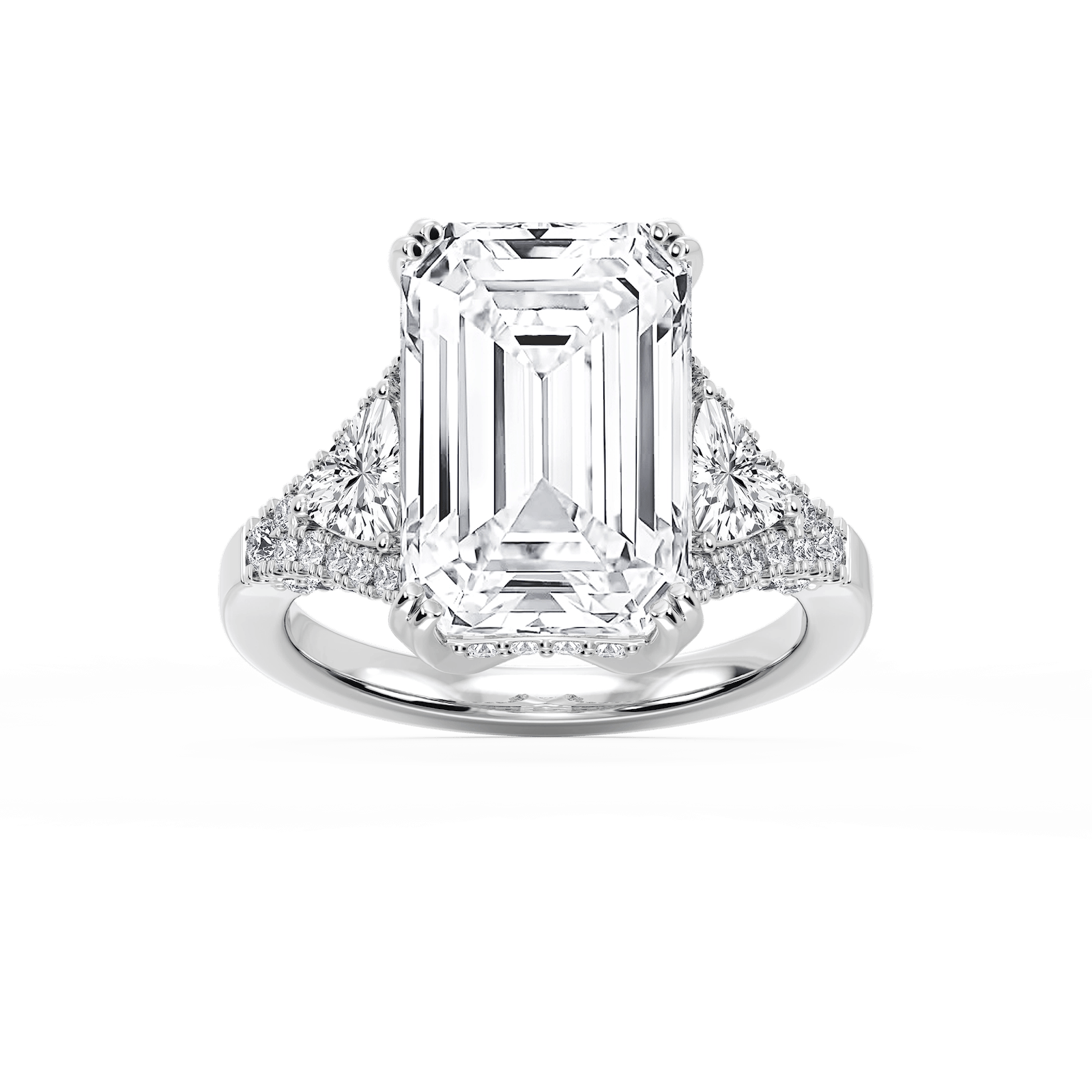 Violet 11 ¾ ctw Emerald Lab Grown Diamond Three Stone Engagement Ring - Signature Collection