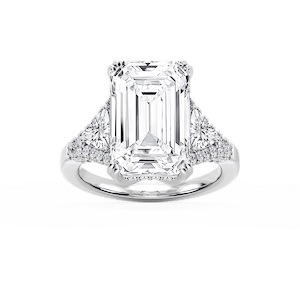Violet 12 ctw Emerald Lab Grown Diamond Three Stone Engagement Ring - Signature Collection