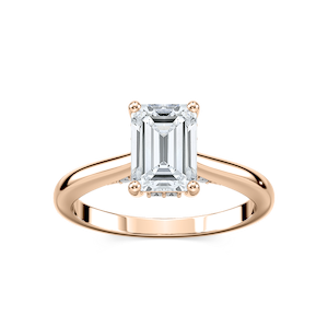 Vivian Emerald Lab Grown Diamond Arch Hidden Halo Engagement Ring