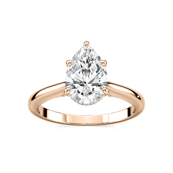 Vivian Pear Lab Grown Diamond Arch Hidden Halo Engagement Ring
