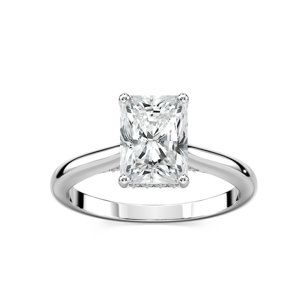 Vivian Radiant Lab Grown Diamond Arch Hidden Halo Engagement Ring